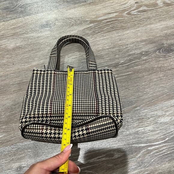 Ralph Lauren Check Pattern Mini Purse Tote Vintage Brown - Picture 3 of 6